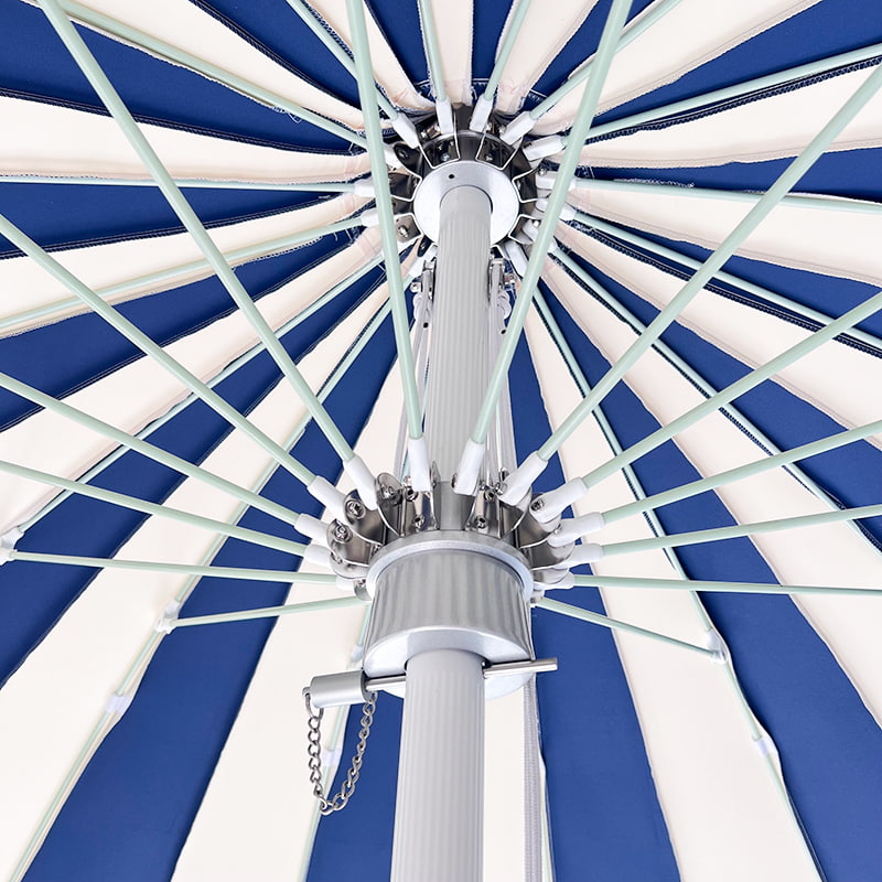Ombrello pagoda patchwork blu e bianco da 2,5 m