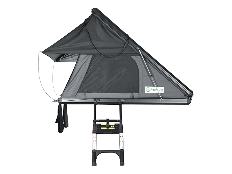 Tenda da campeggio sul tetto con scala Tenda da campeggio sul tetto con scala
