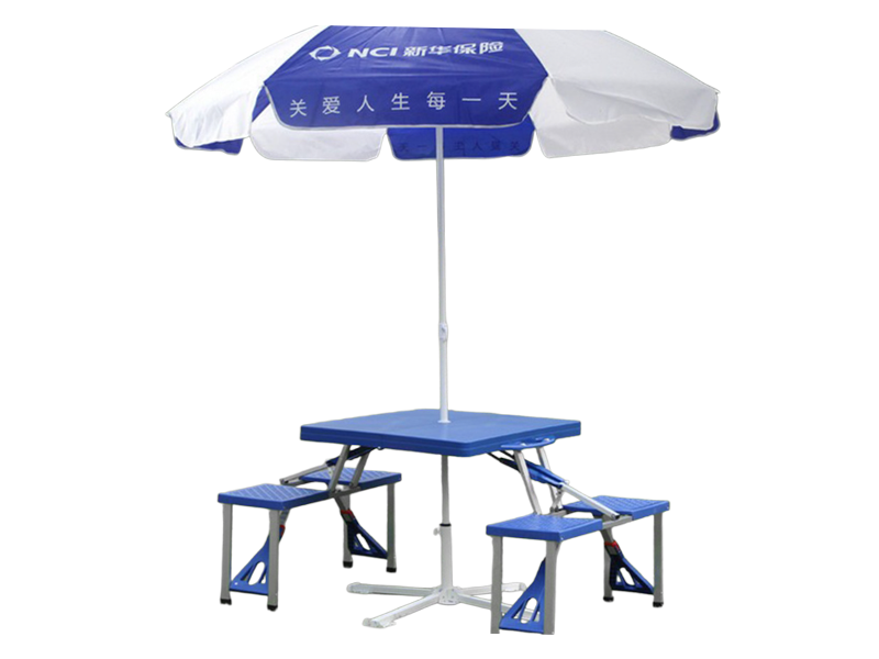 Ombrellone da spiaggia da esterno blu e bianco da 2 metri